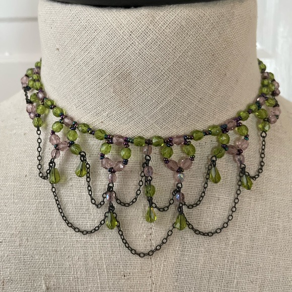 GLASS BEAD AND CHAIN NECKLACE - Picture 5 of 8